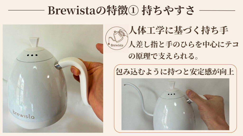 Brewista の特徴1 人体工学に基づく持ちやすいハンドル