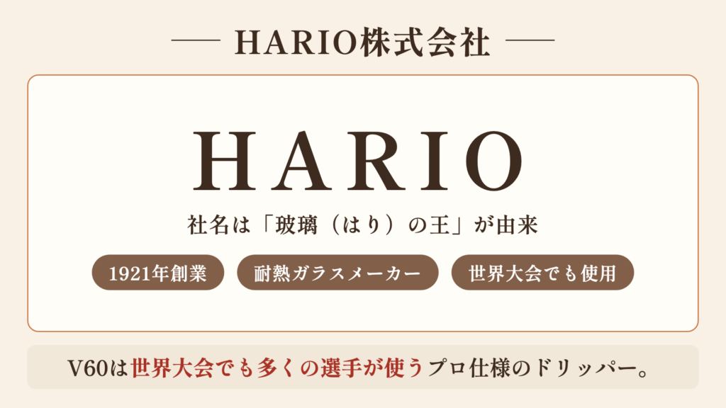 HARIO株式会社の会社情報をまとめた図解（1921年創業の耐熱ガラスメーカー）